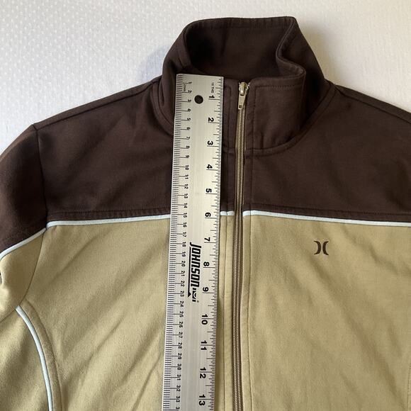 Hurley Men Sweatshirt S Brown Activewear Logo Zipper Contrast Piping Long Sleeve - Picture 6 of 9